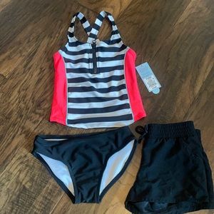 Cat & Jack Tankini &Shorts 3-Piece Swimwear S 6/6X
